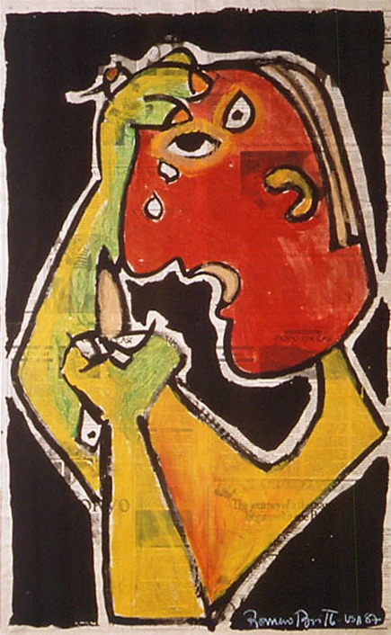Summer Time, 1987, Romero Britto painting on newspaper