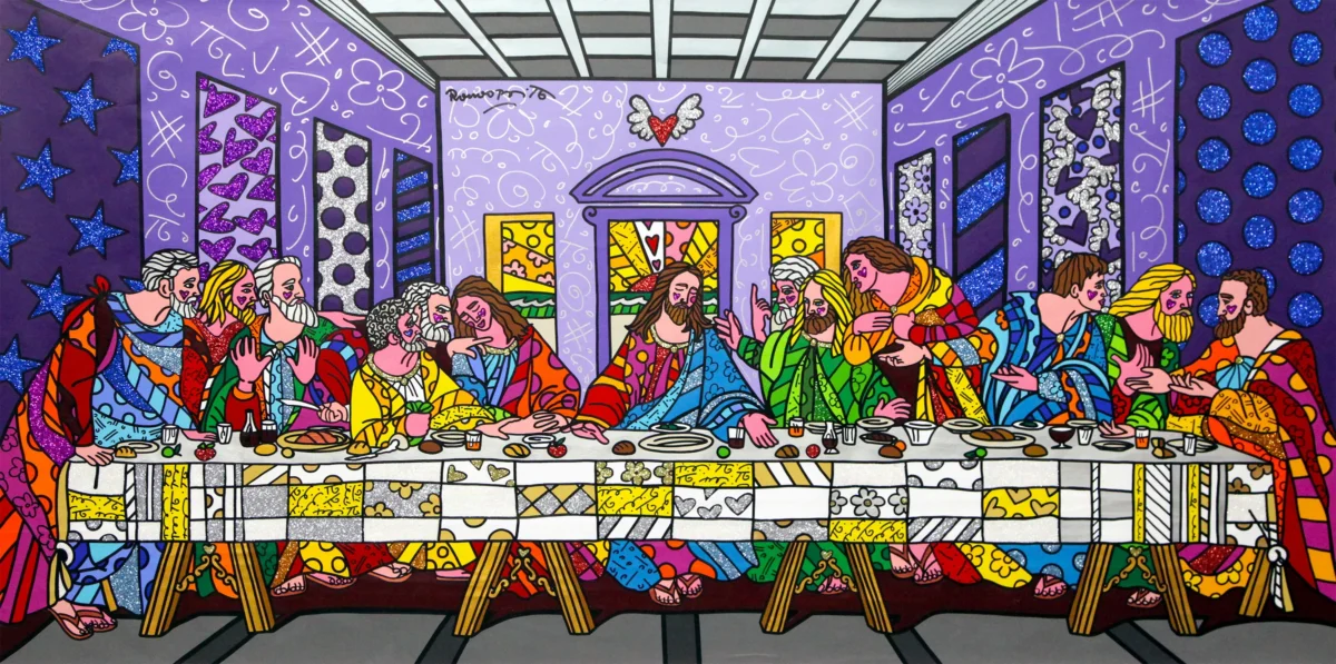 The First Supper, 2021, detail of Romero Britto’s monumental painting