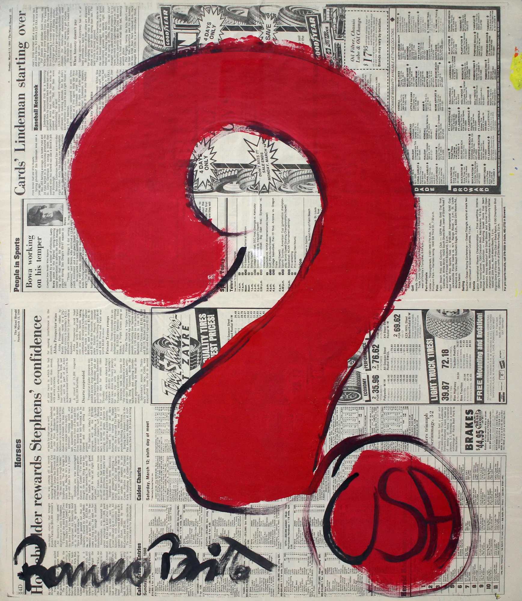 What, 1988, Romero Britto Newspaper Period work