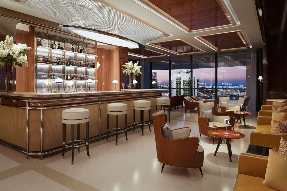 The Midnight Bar lounge rendering at Cipriani Residences Miami