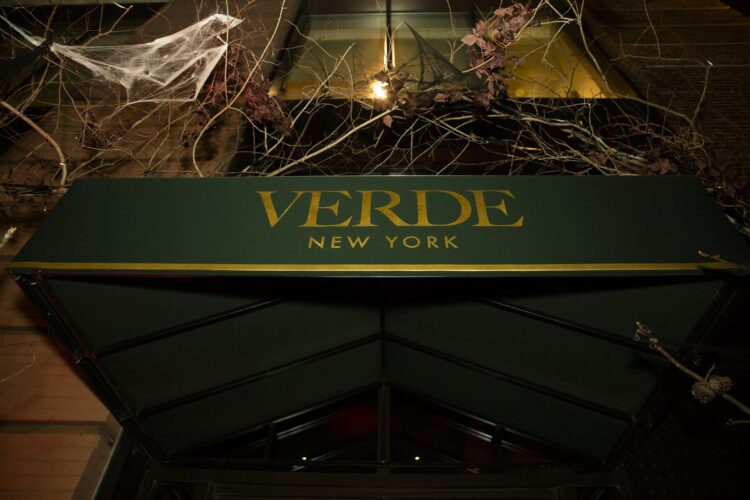 Exterior of Verde New York in the Meatpacking District at night