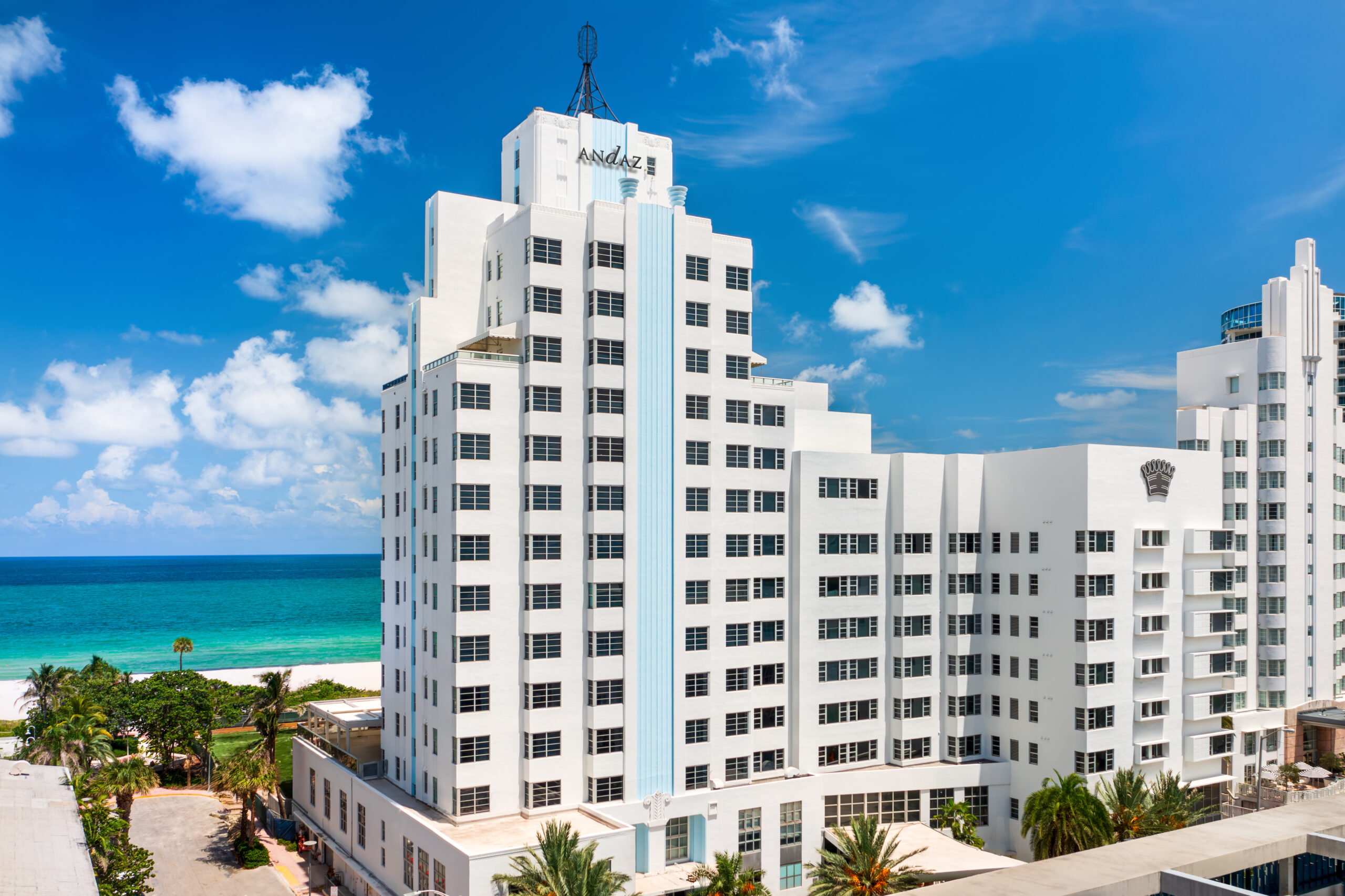 Exterior Drone Shot Wide with Andaz Sign 1 - The Hotels Art Collectors Actually Book for Art Basel Miami Beach 2026
