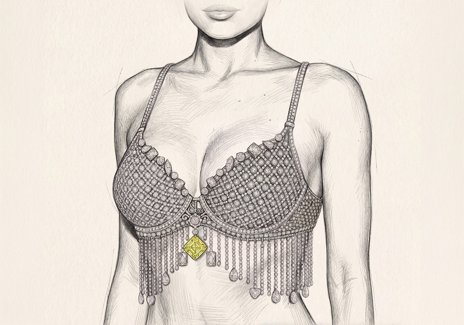 Sketch Fantasy Concepts Fringe Mesh Update Front 4 - Jacob & Co. Creates the 50 Million Dollar Victoria’s Secret Fantasy Bra Worn by Kylie Jenner