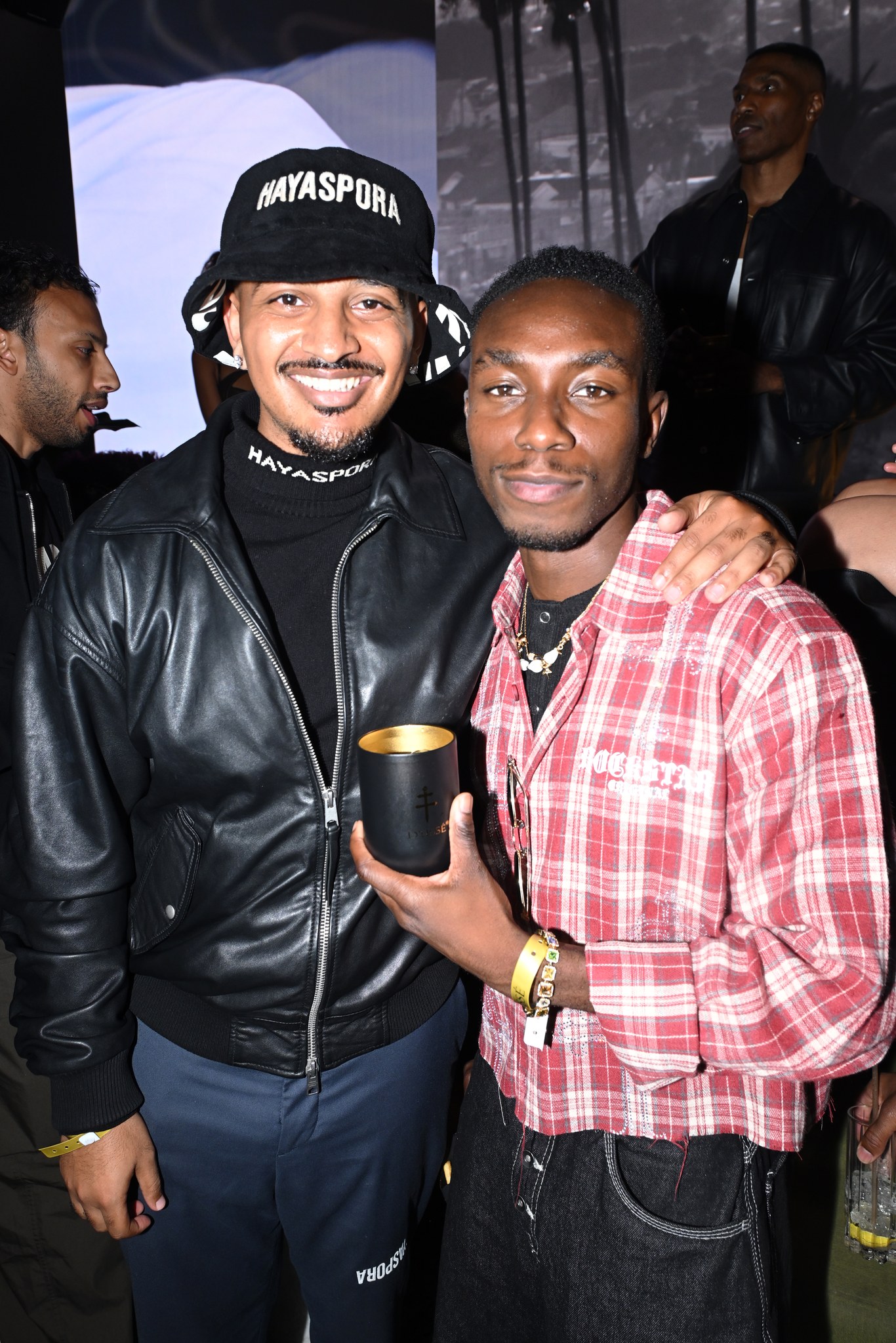 Amen Hayaspora and Olly Sholotan at the D’USSÉ afterparty in Beverly Hills