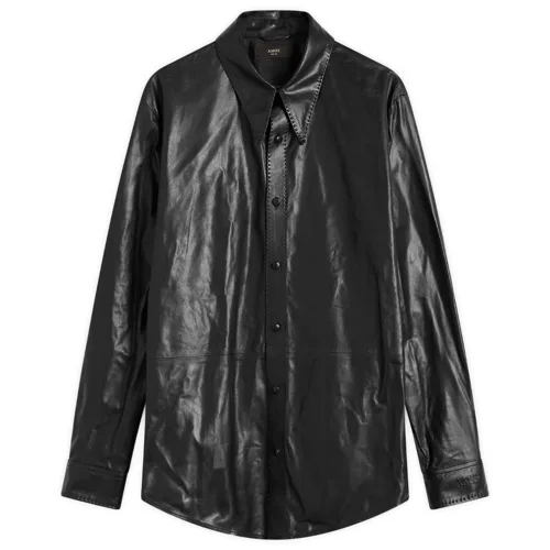 AMIRI lightweight black leather overshirt, a leather layer in the spirit of the AMIRI FC Barcelona Season Two blouson