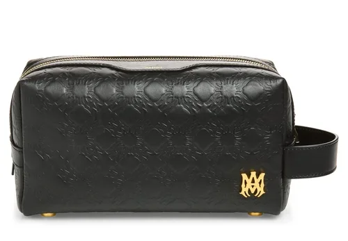 AMIRI MA Quad leather dopp kit embossed with the MA Quad Monogram, as in the AMIRI FC Barcelona collection