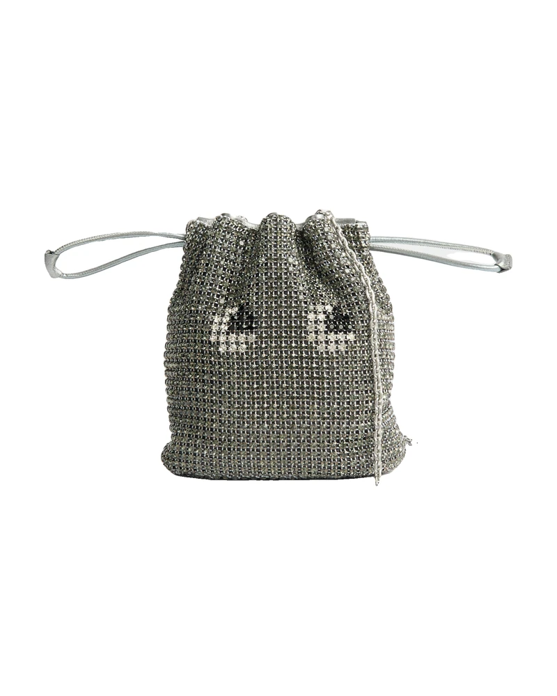 Anya Hindmarch Eyes crystal mesh drawstring pouch in anthracite