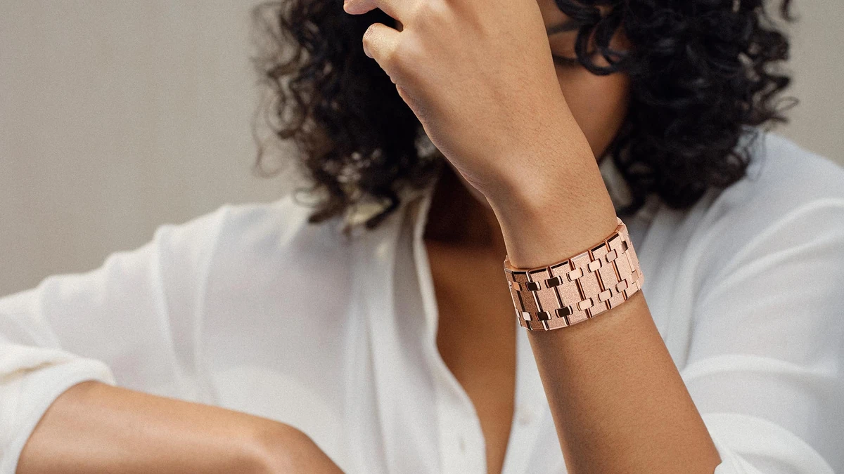 A Frosted Gold Royal Oak cuff from Audemars Piguet