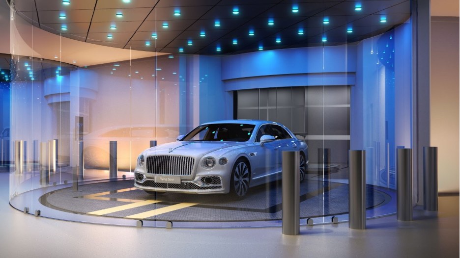 Rendering of the Dezervator automobile elevator at Bentley Residences Miami