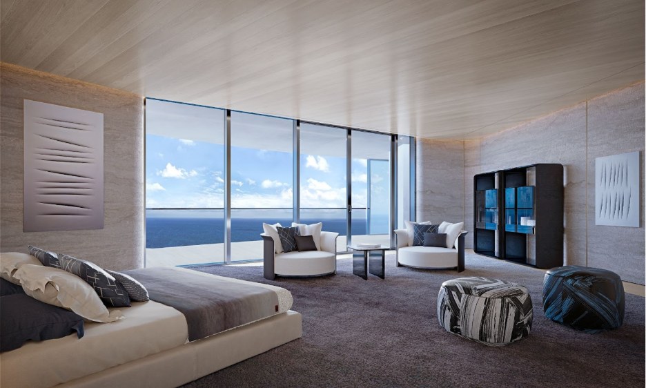 Rendering of a residence interior at Bentley Residences Miami