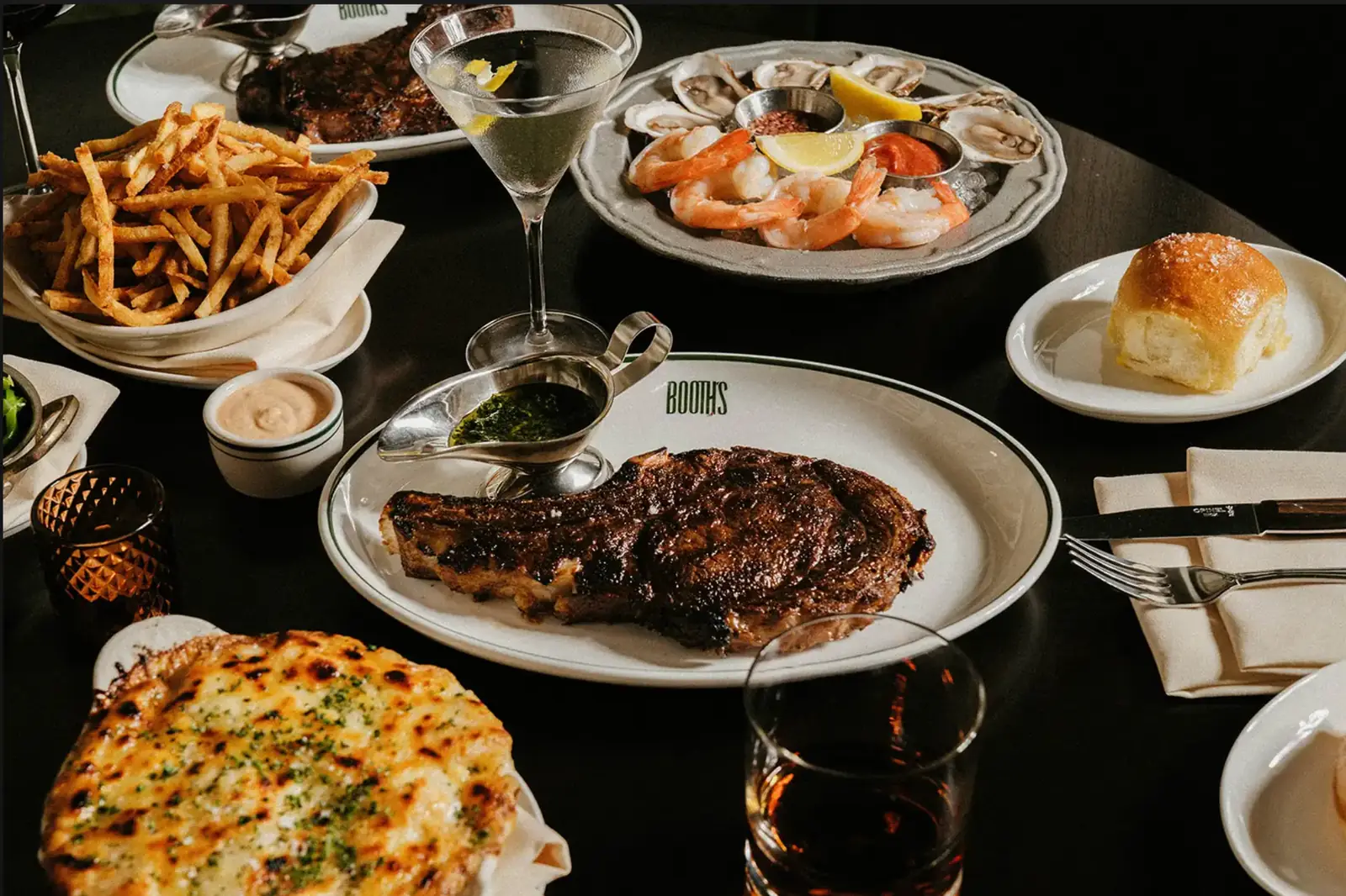 Steaks and sides at Booth