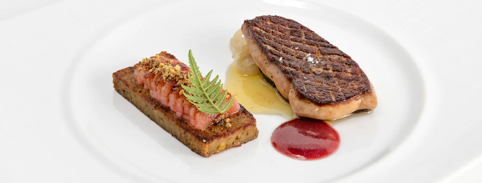 Hot foie gras at The River Café, among the best luxury restaurants in Brooklyn