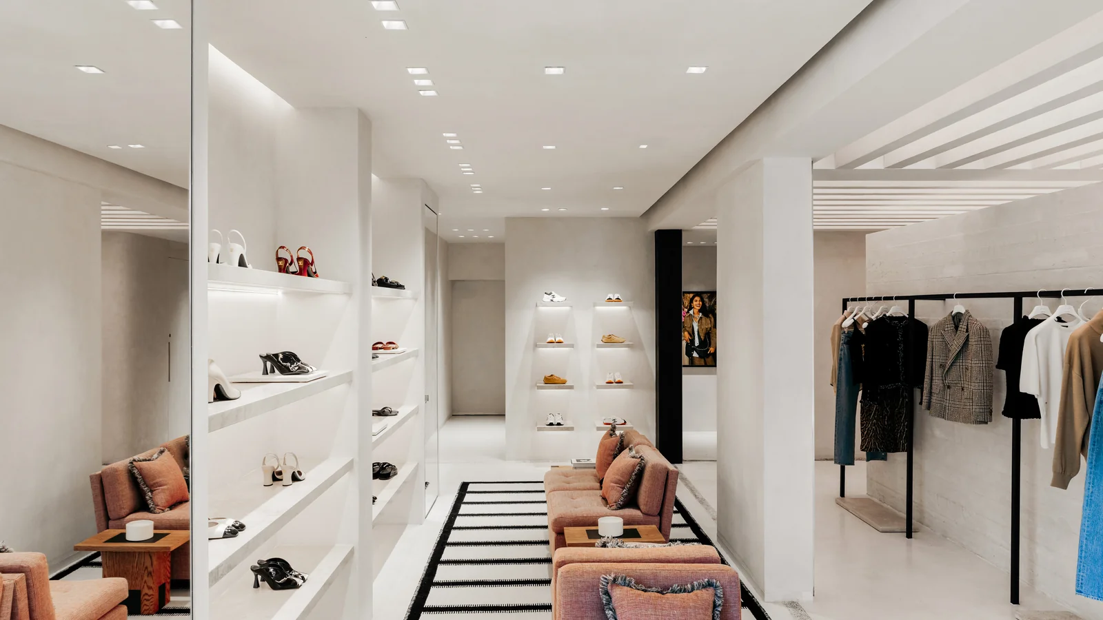 Shoes, tweed-upholstered seating and Fall-Winter 2026 ready-to-wear inside the Chanel Los Cabos boutique