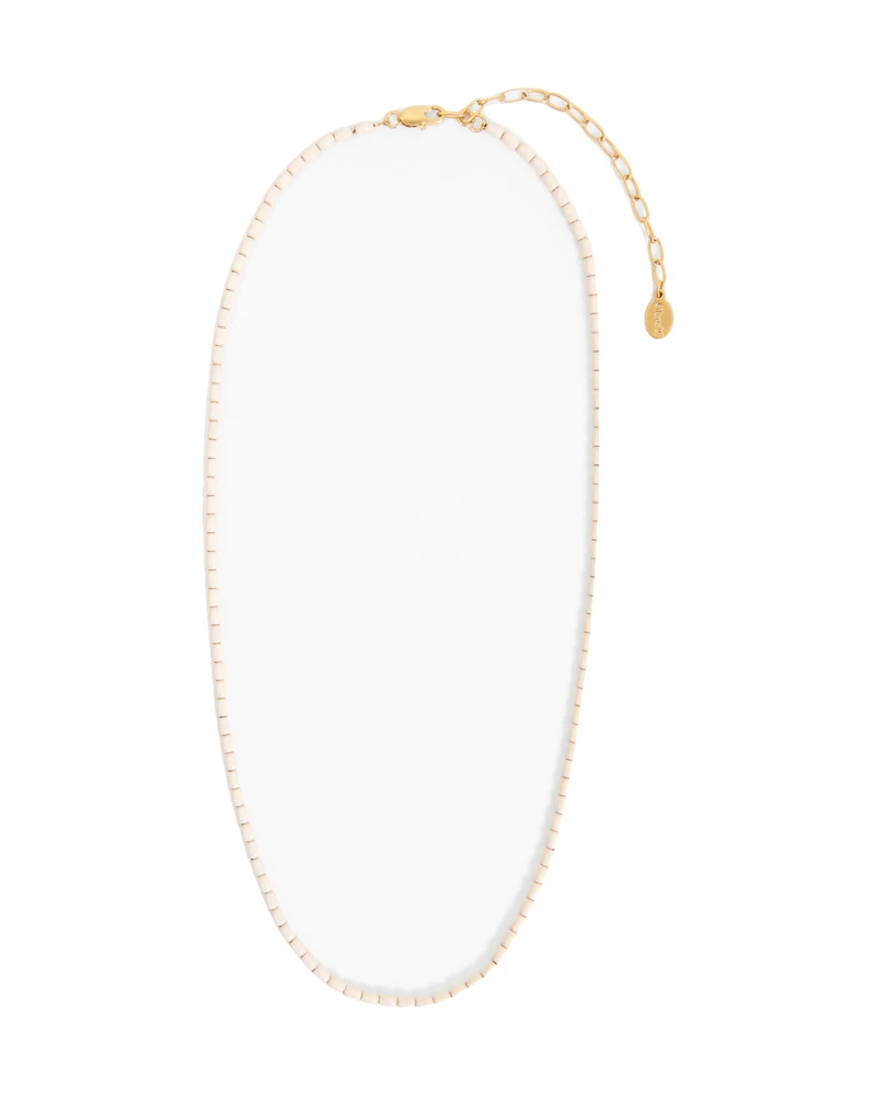 Clare V. enamel barrel chain necklace in cream