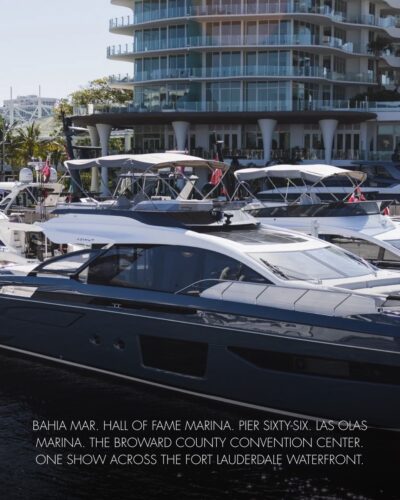 Yachts along the Fort Lauderdale waterfront, where FLIBS spans Bahia Mar, Hall of Fame Marina, Pier Sixty-Six and Las Olas Marina