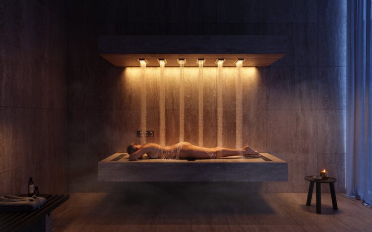 Four Seasons Private Residences Coconut Grove spa treatment room with a horizontal shower
