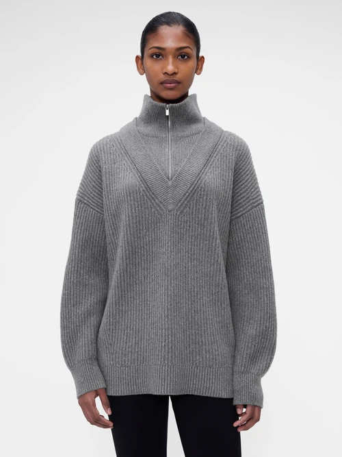 Gap Victoria Beckham CashSoft high-neck pullover in charcoal heather