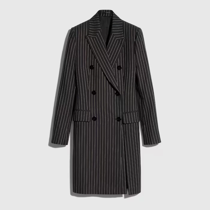 GucciCore pinstripe wool silk coat by Gucci
