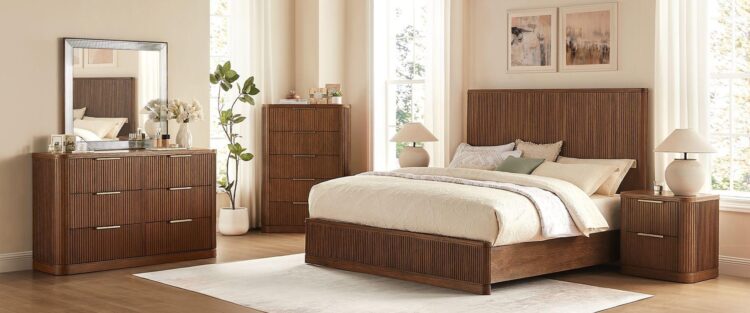 Hernest Finnley Collection bedroom furniture with fluted detailing