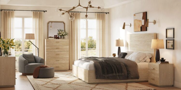 Hernest Renata Collection furniture with a travertine-like surface
