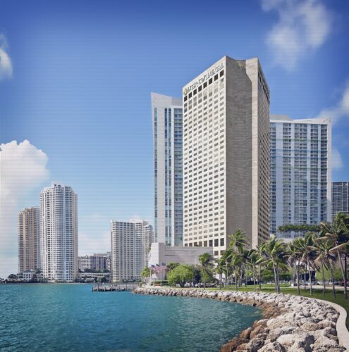 Exterior of InterContinental Miami on the downtown Miami waterfront by day