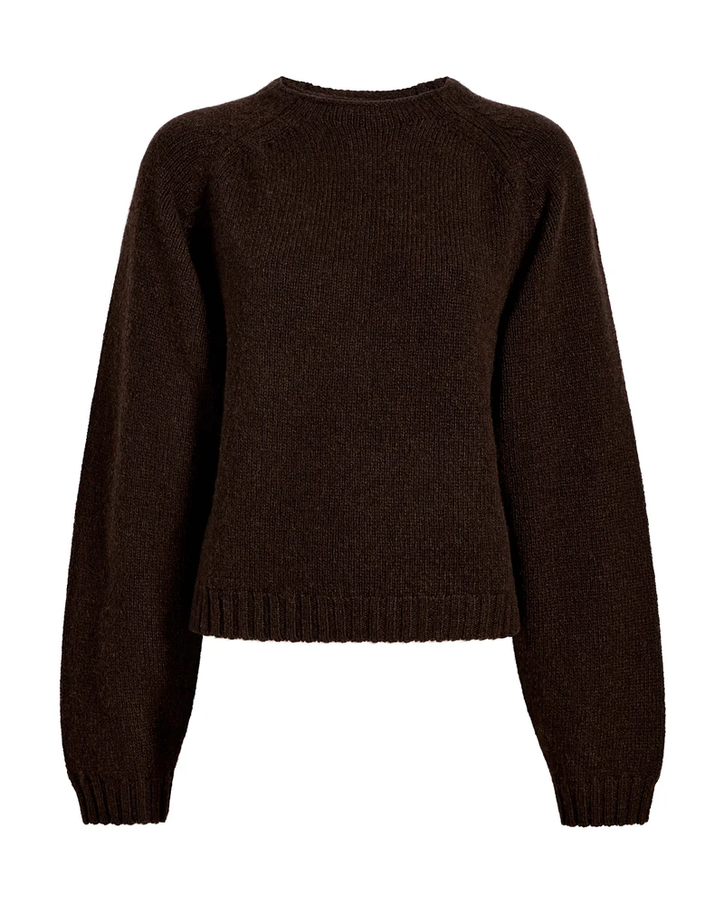 KHAITE Simone cashmere mock-neck sweater in Bark brown