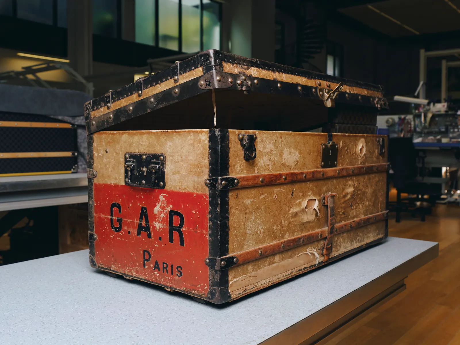Louis Vuitton Care & Repair: vintage Louis Vuitton trunk in for restoration