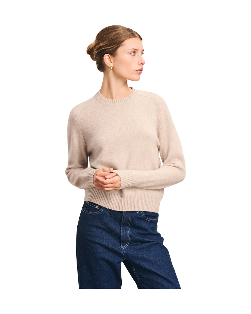 Naadam Luxe Cashmere Boxy Crewneck Sweater in Oat
