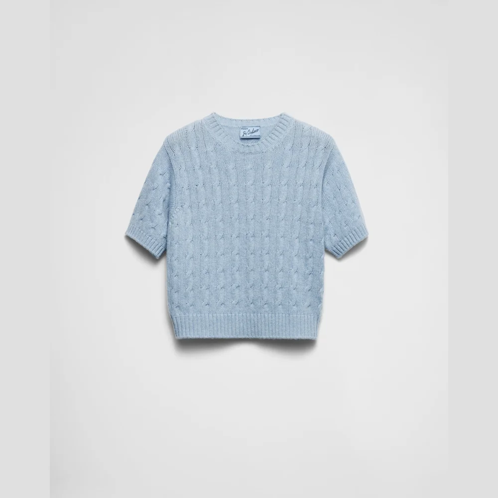 Prada cable-knit Re-Cashmere sweater in Sapphire Blue, recycled cashmere