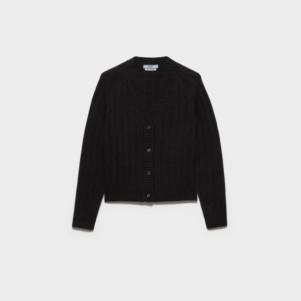 Prada Re-Cashmere cardigan in Anthracite Gray, recycled cashmere