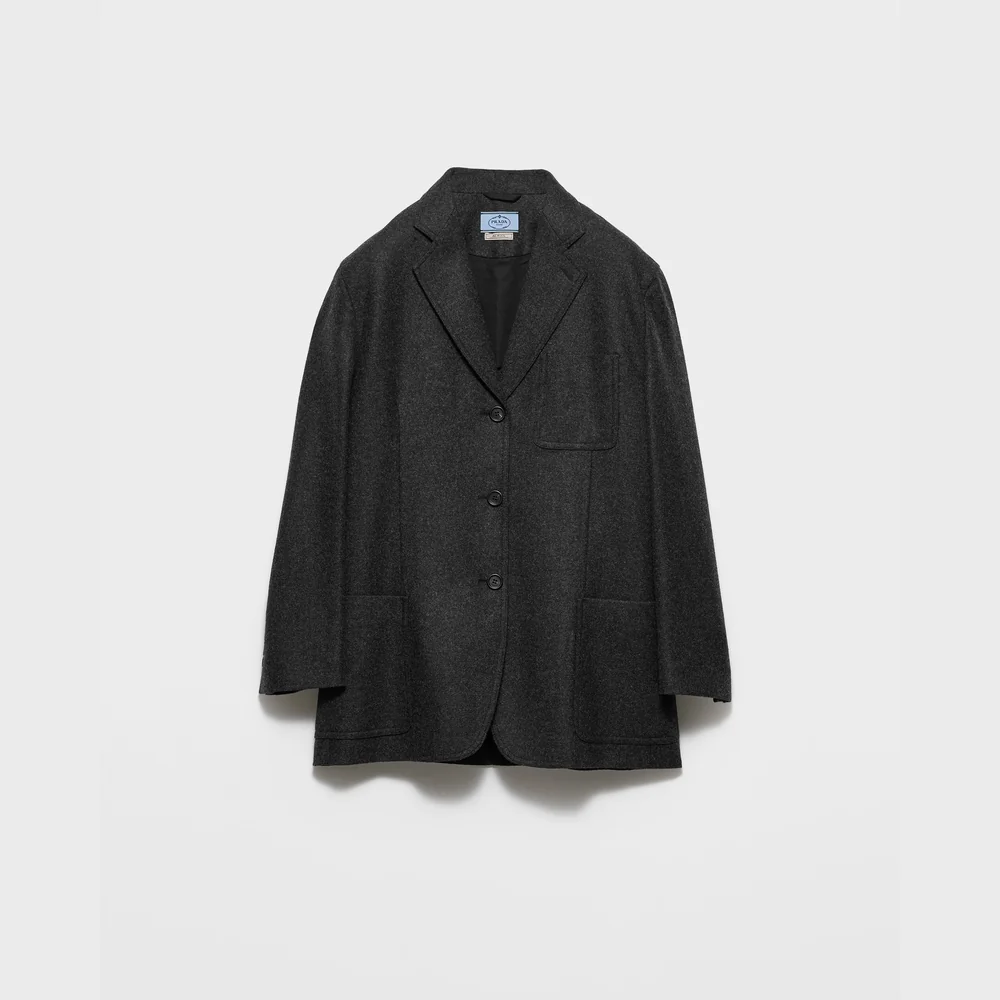 Prada Re-Wool single-breasted jacket in Anthracite Gray, recycled wool