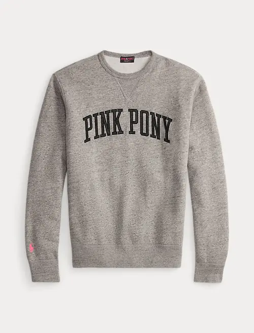 Dark grey heather Pink Pony Classic Fit Fleece Sweatshirt with a pink Pony, from the Ralph Lauren Pink Pony 2026 collection