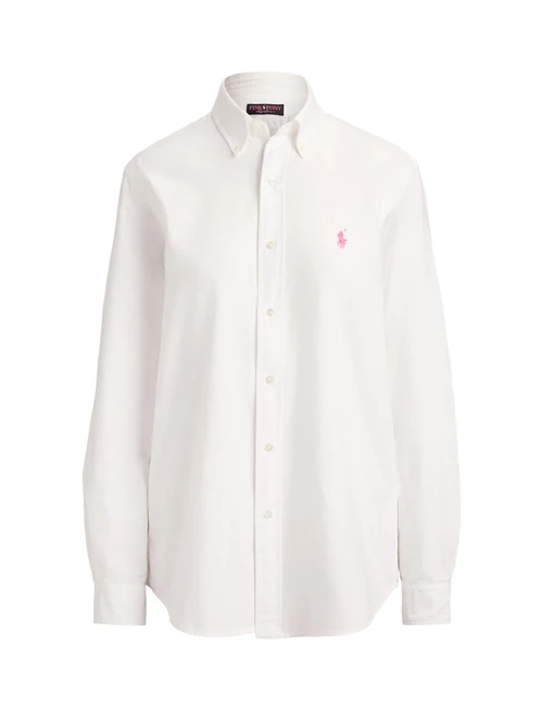 White Pink Pony Oxford Shirt with a pink embroidered Pony, from the Ralph Lauren Pink Pony 2026 collection