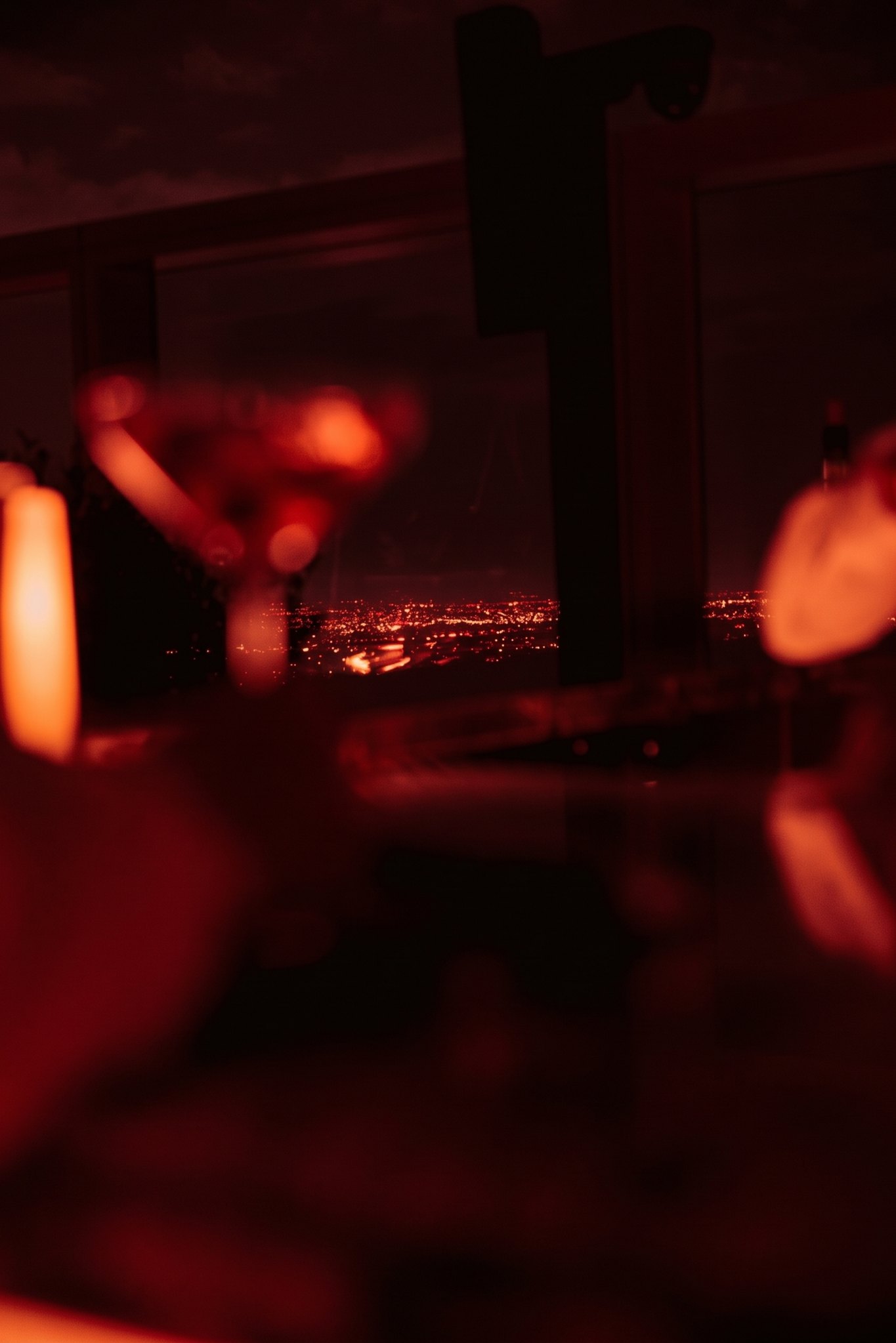 A cocktail at Seia against the Miami skyline at night