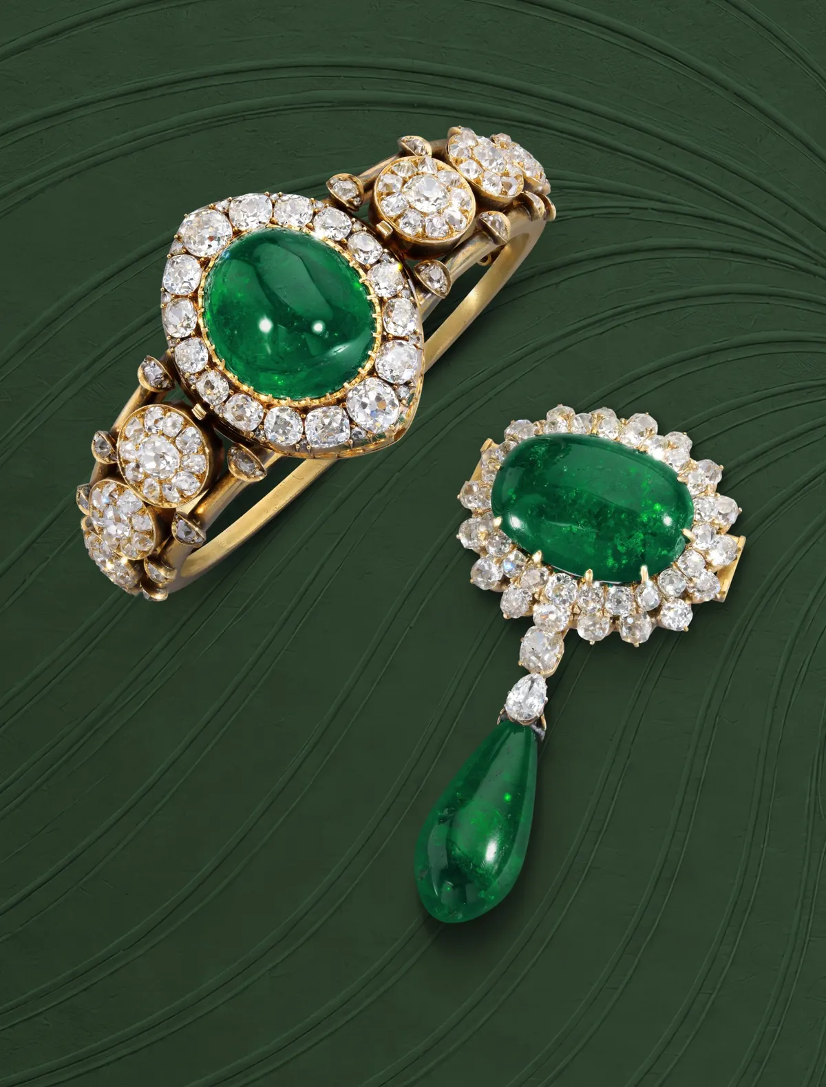 Queen Amélie of Portugal’s antique emerald and diamond bangle at the Sotheby’s Geneva Royal & Noble Jewels auction