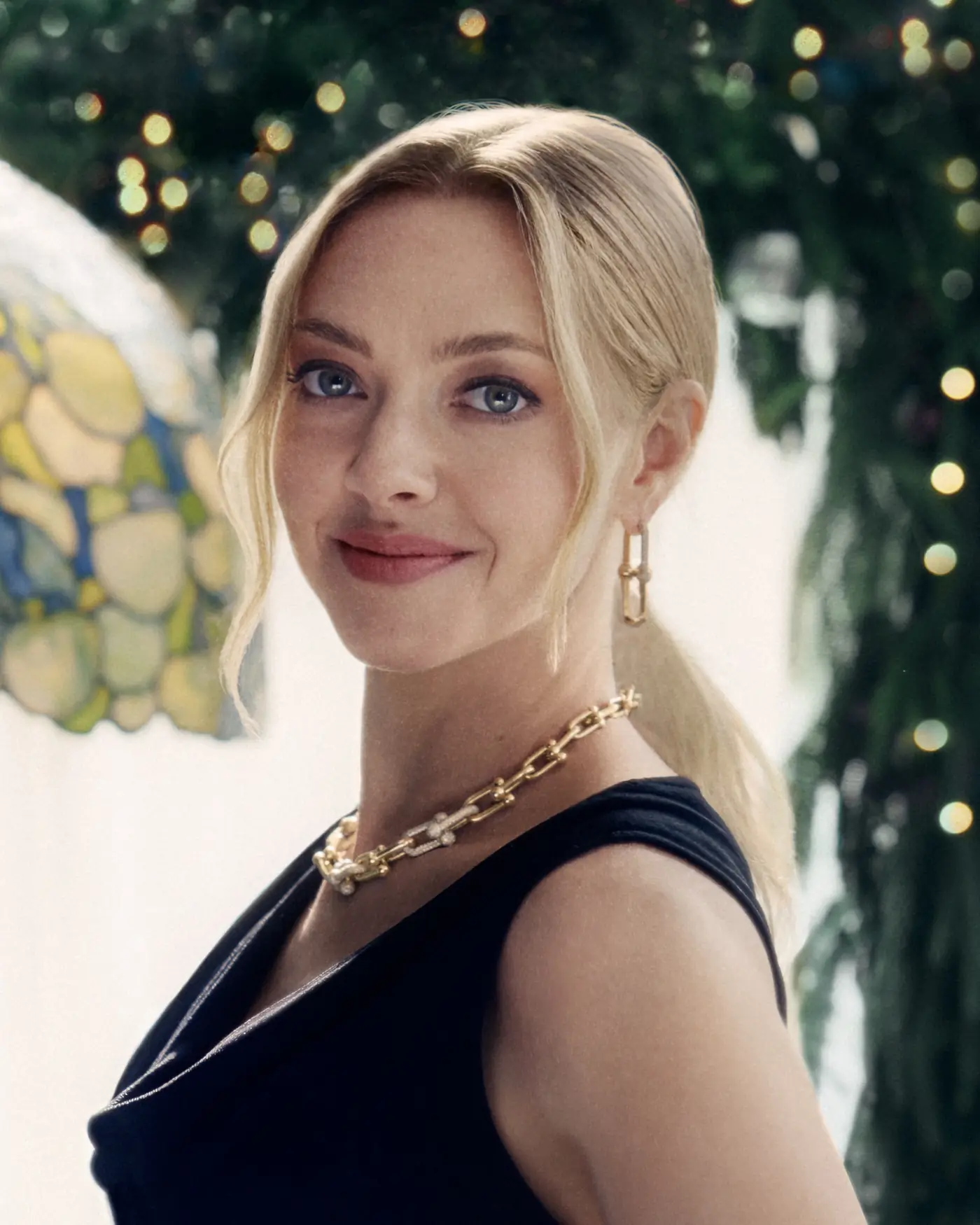 Amanda Seyfried wearing Tiffany HardWear in the 2026 holiday campaign Love Is a Gift