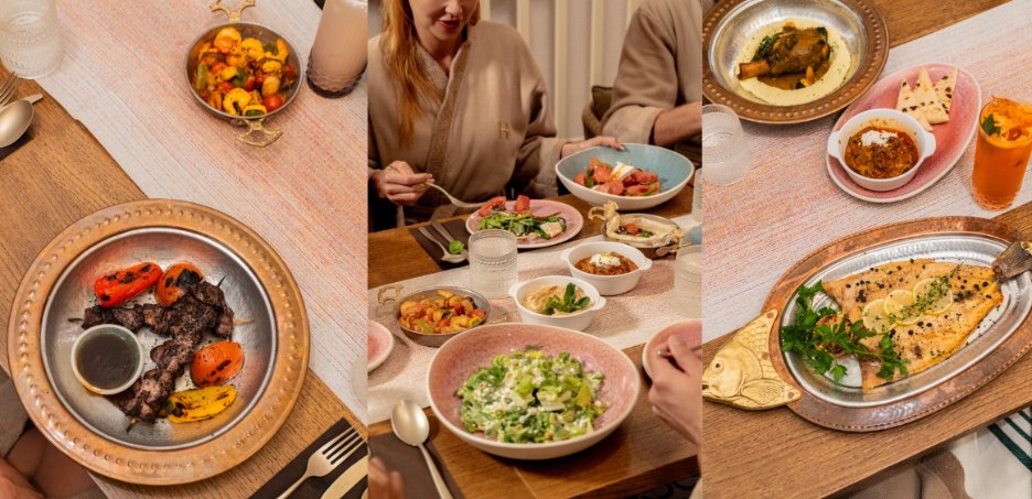 A spread of Turkish dishes at Topkapi Restaurant inside Hürrem Hammam